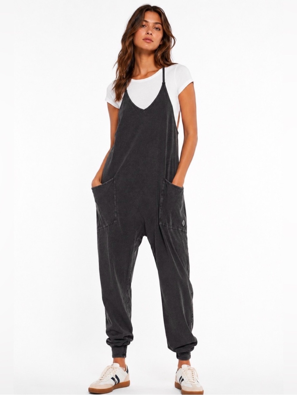 Free People Movement Hot Shot Onesie Jumpsuit Washed Black Small
